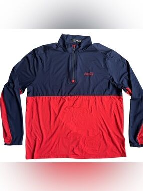 Ralph Lauren by Coca Cola Navy and Red Half-Zip Colorblock Pullover